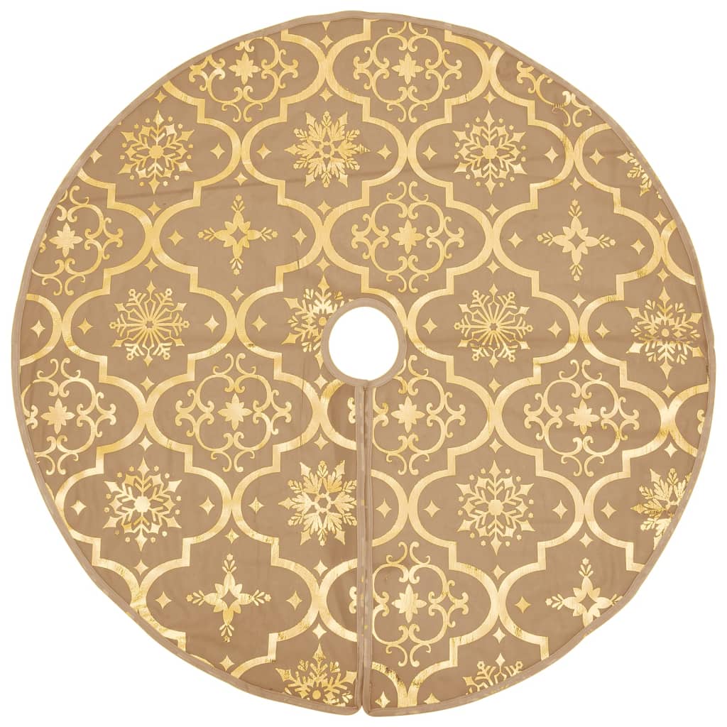 Saia de árvore de natal luxuosa 150 cm com meia tecido amarelo