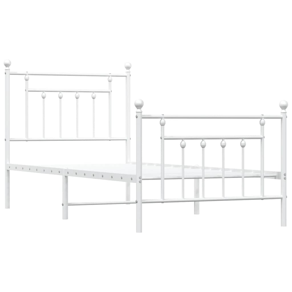 Estrutura de cama com cabeceira e pés 90x200 cm metal branco