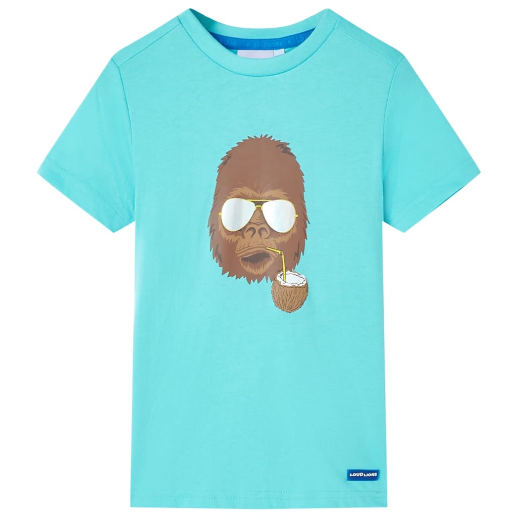 T-shirt de manga curta para criança ciano 140