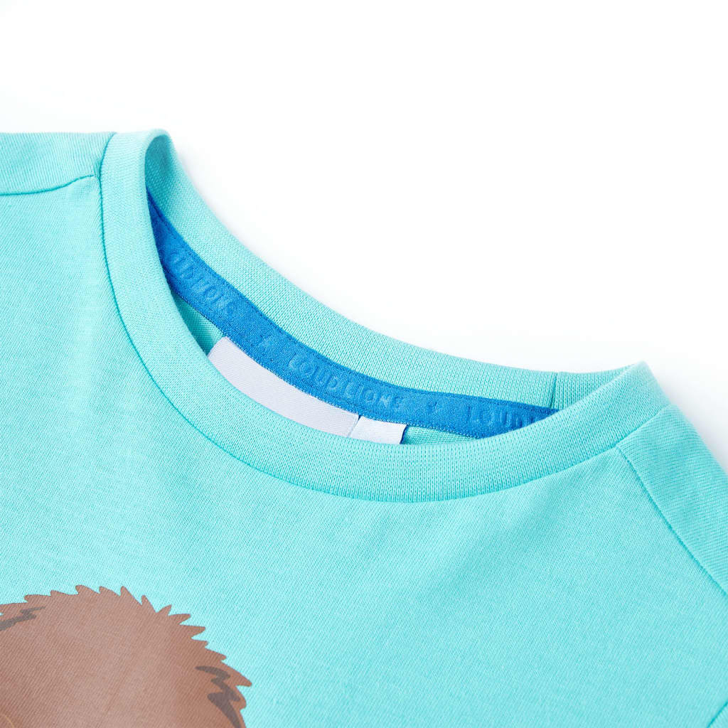T-shirt de manga curta para criança ciano 140