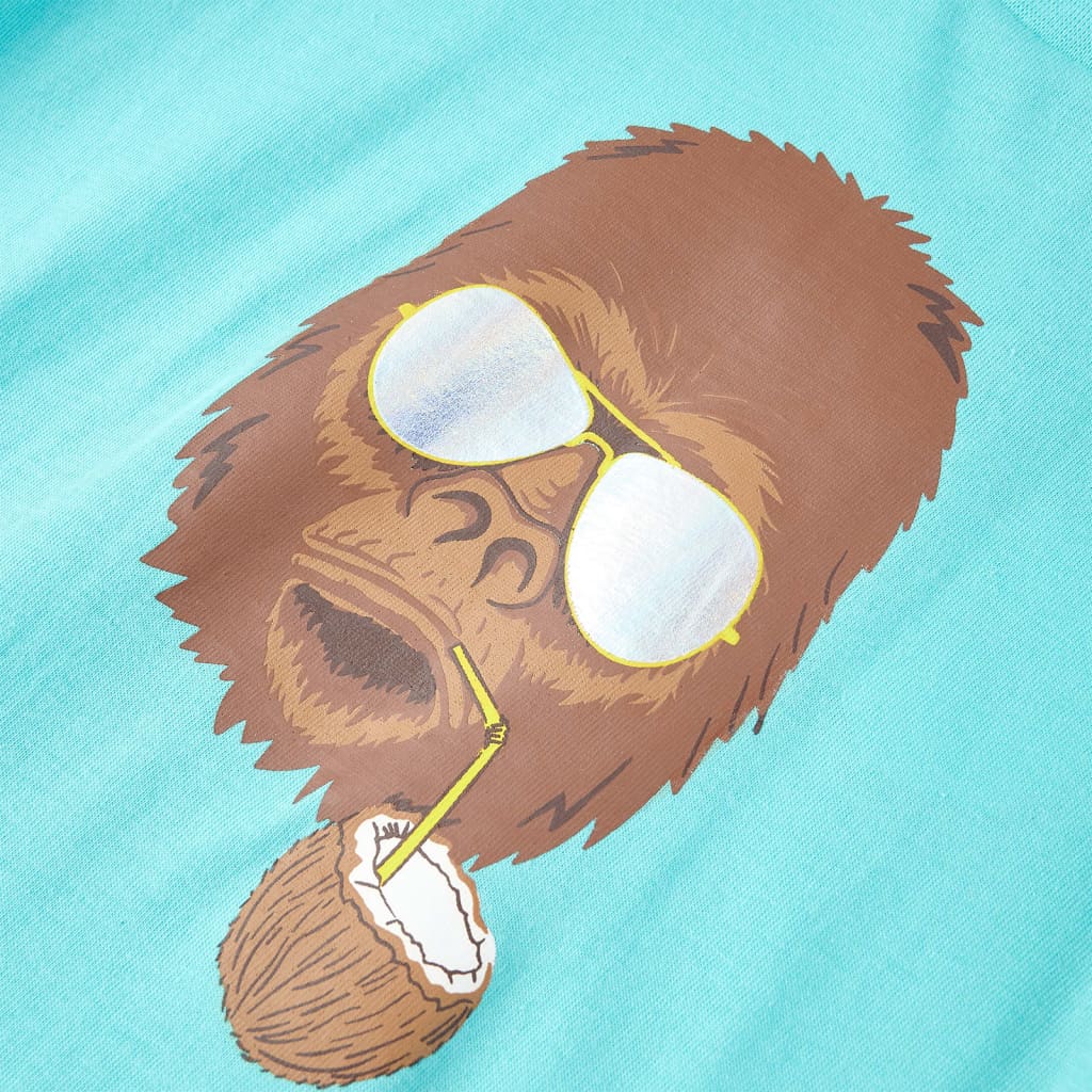 T-shirt de manga curta para criança ciano 140
