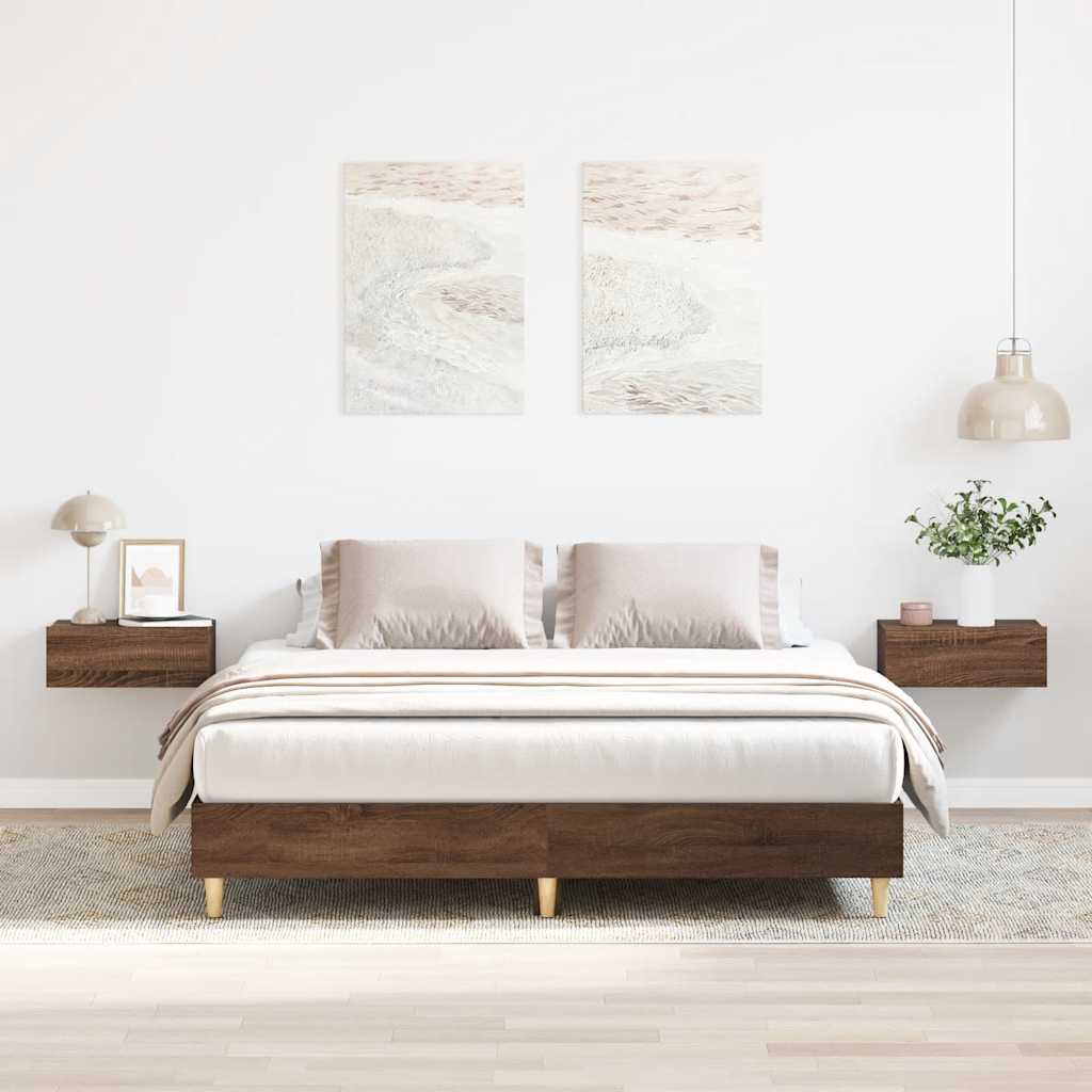 Estrutura cama sem colchão 140x200 cm carvalho castanho