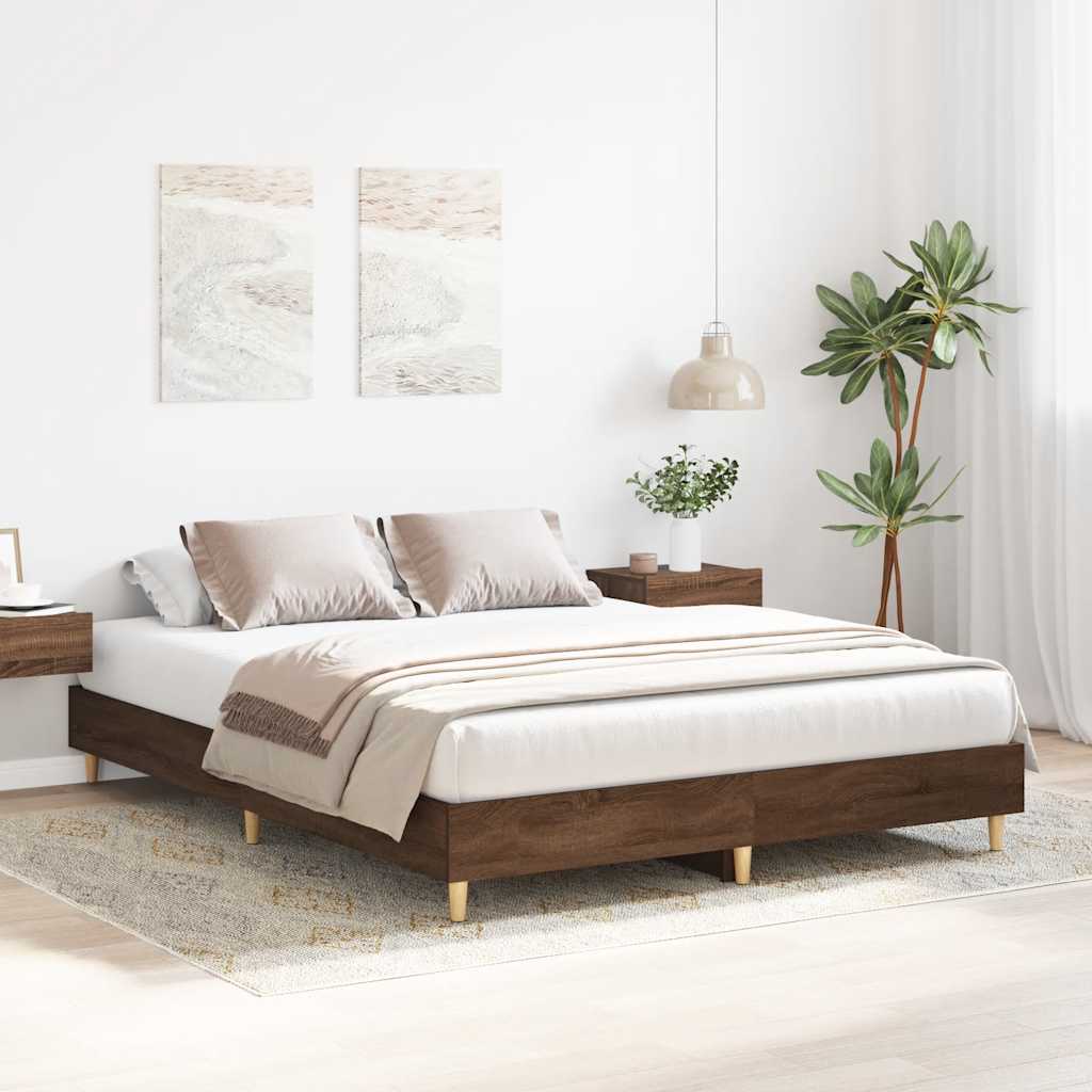 Estrutura cama sem colchão 140x200 cm carvalho castanho