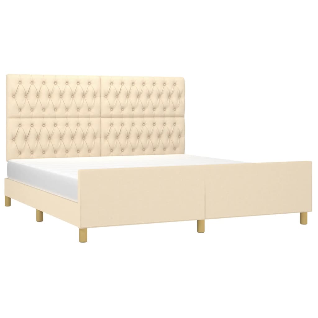Estrutura de cama sem colchão 180x200 cm tecido cor creme