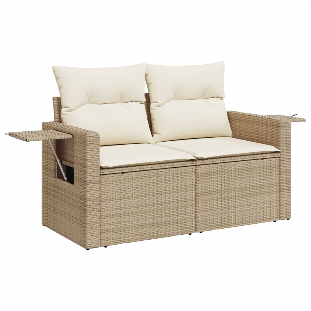 5 Pcs conjunto de sofás p/ jardim com almofadões vime PE bege