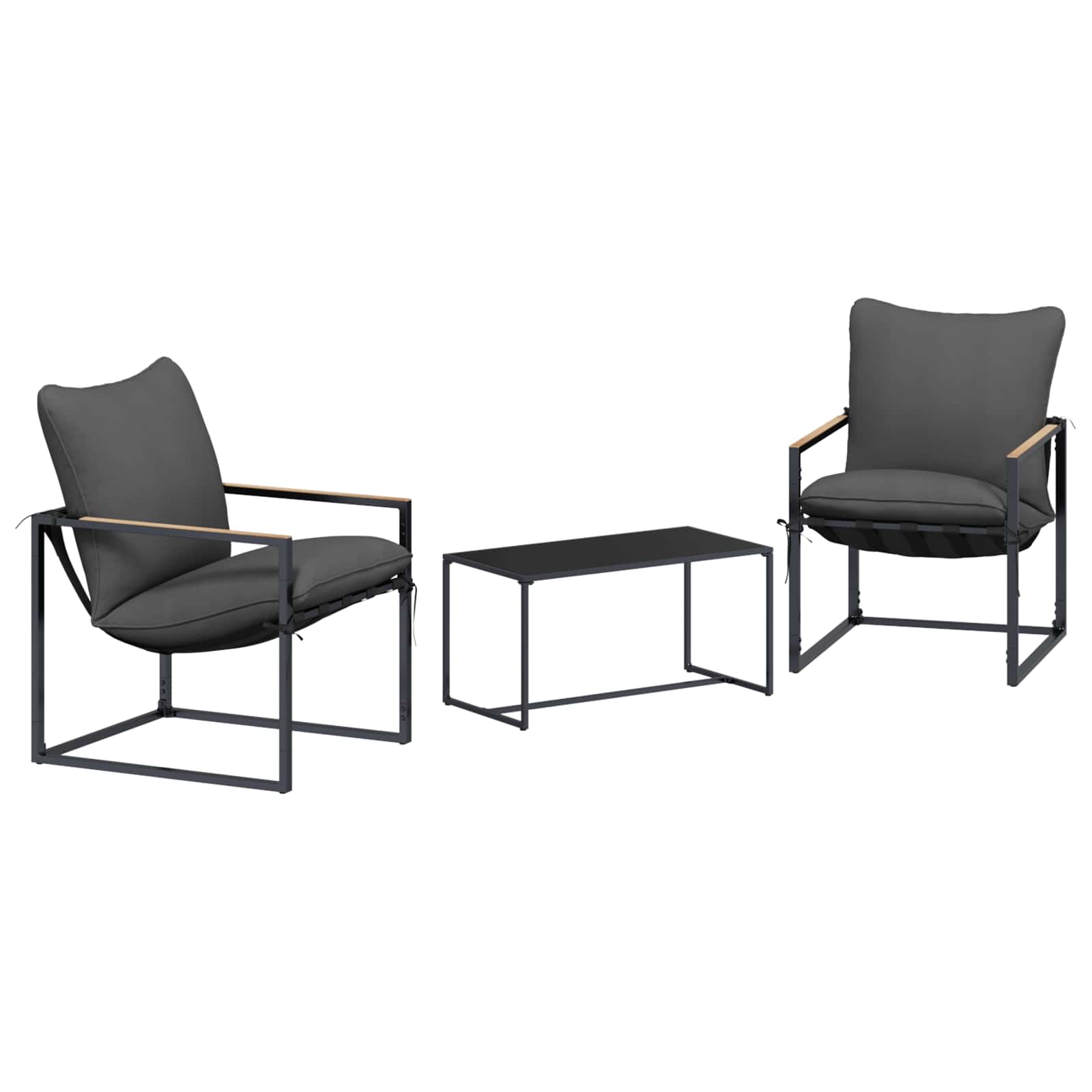 Conjunto de sofá de jardim 3 unid. preto e anthracite aço