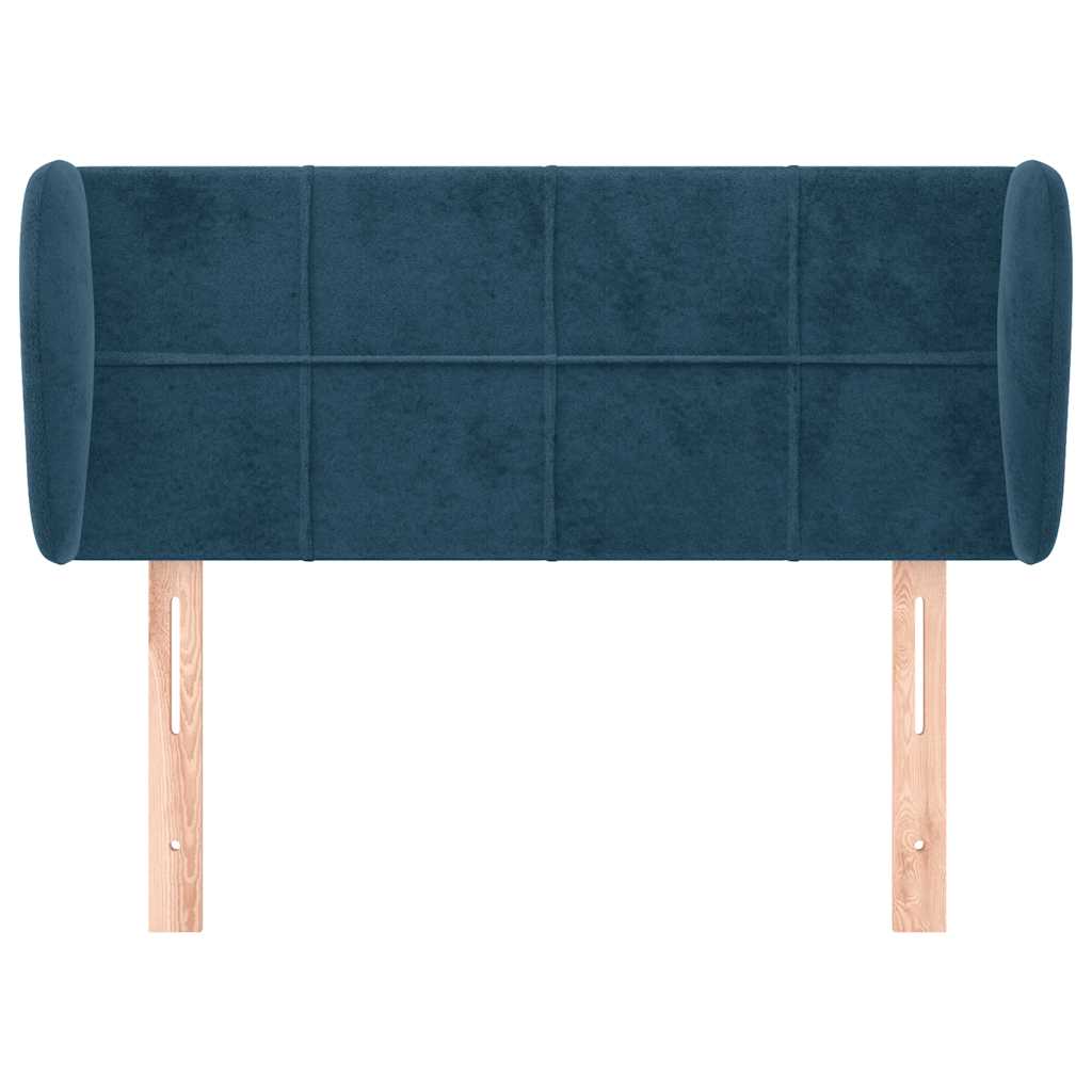 Cabeceira de cama c/ abas veludo 93x23x78/88 cm azul-escuro