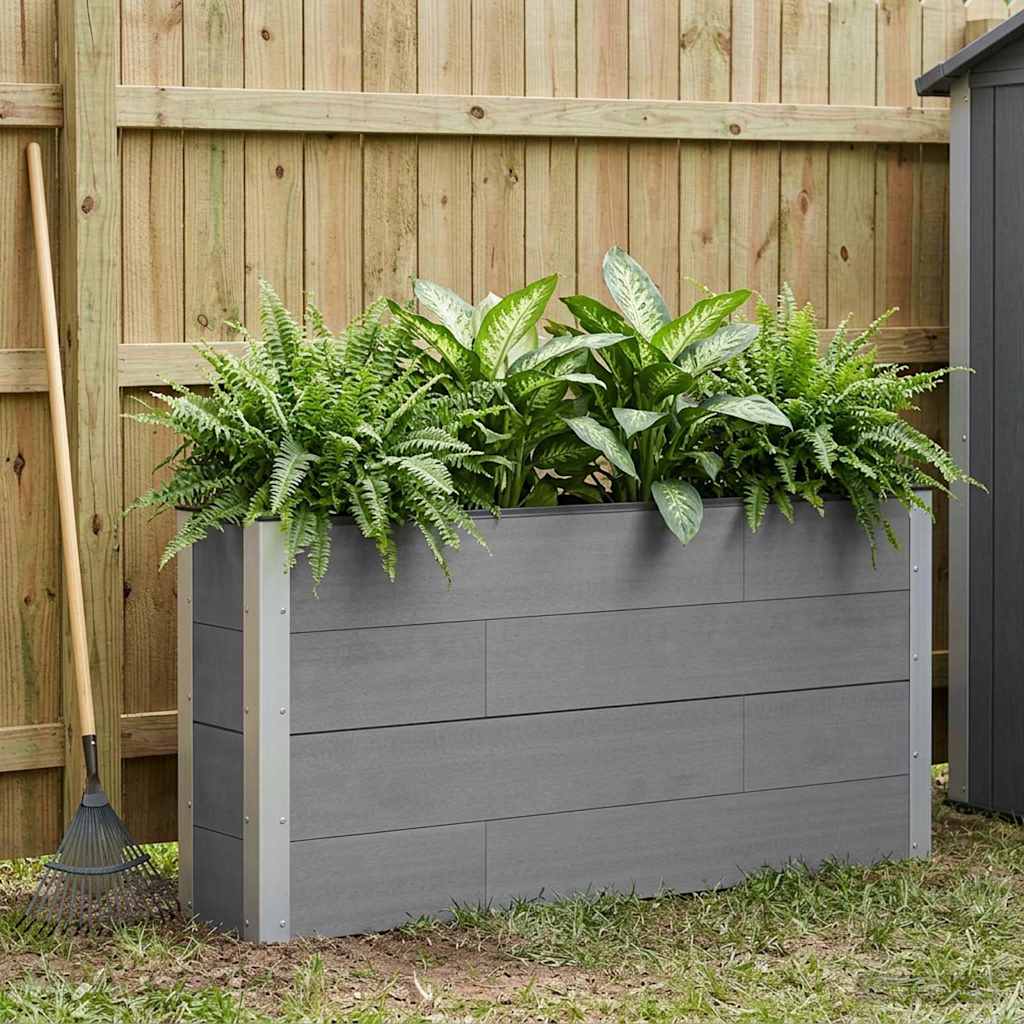 Canteiro de jardim elevado cinzento 150 x 30 x 72 cm