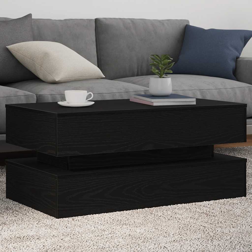 Mesa de centro com luzes LED, carvalho preto, 90x50x40 cm