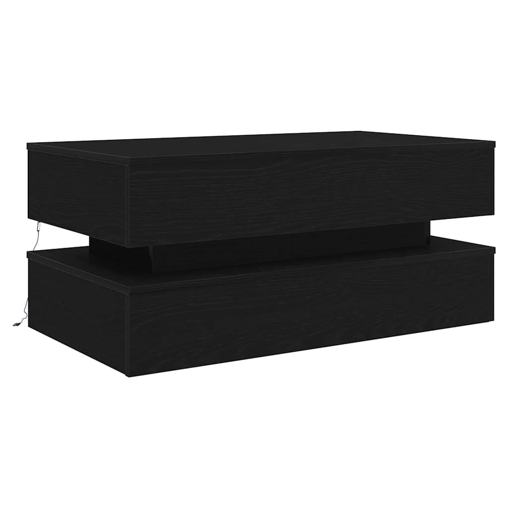 Mesa de centro com luzes LED, carvalho preto, 90x50x40 cm