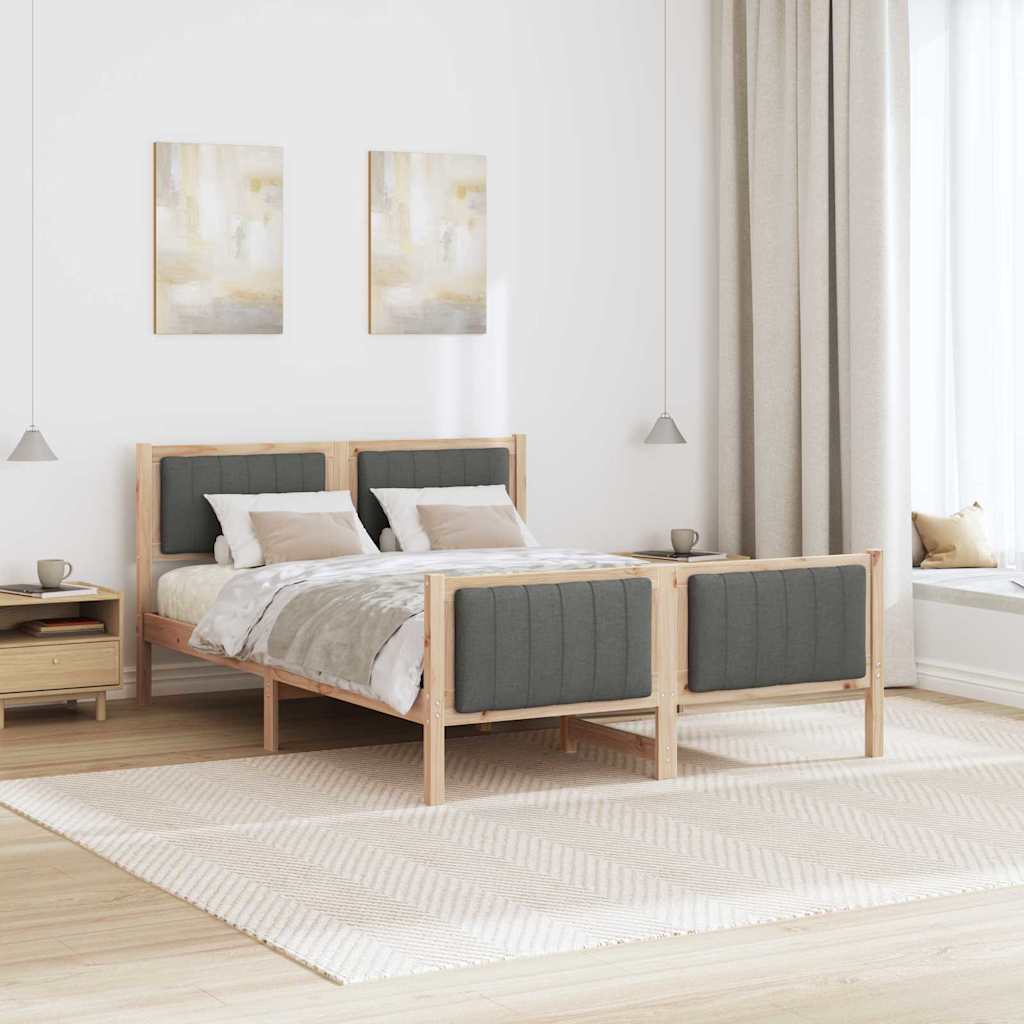 Estrutura da cama castanho e cinzento-escuro 135 x 190 cm