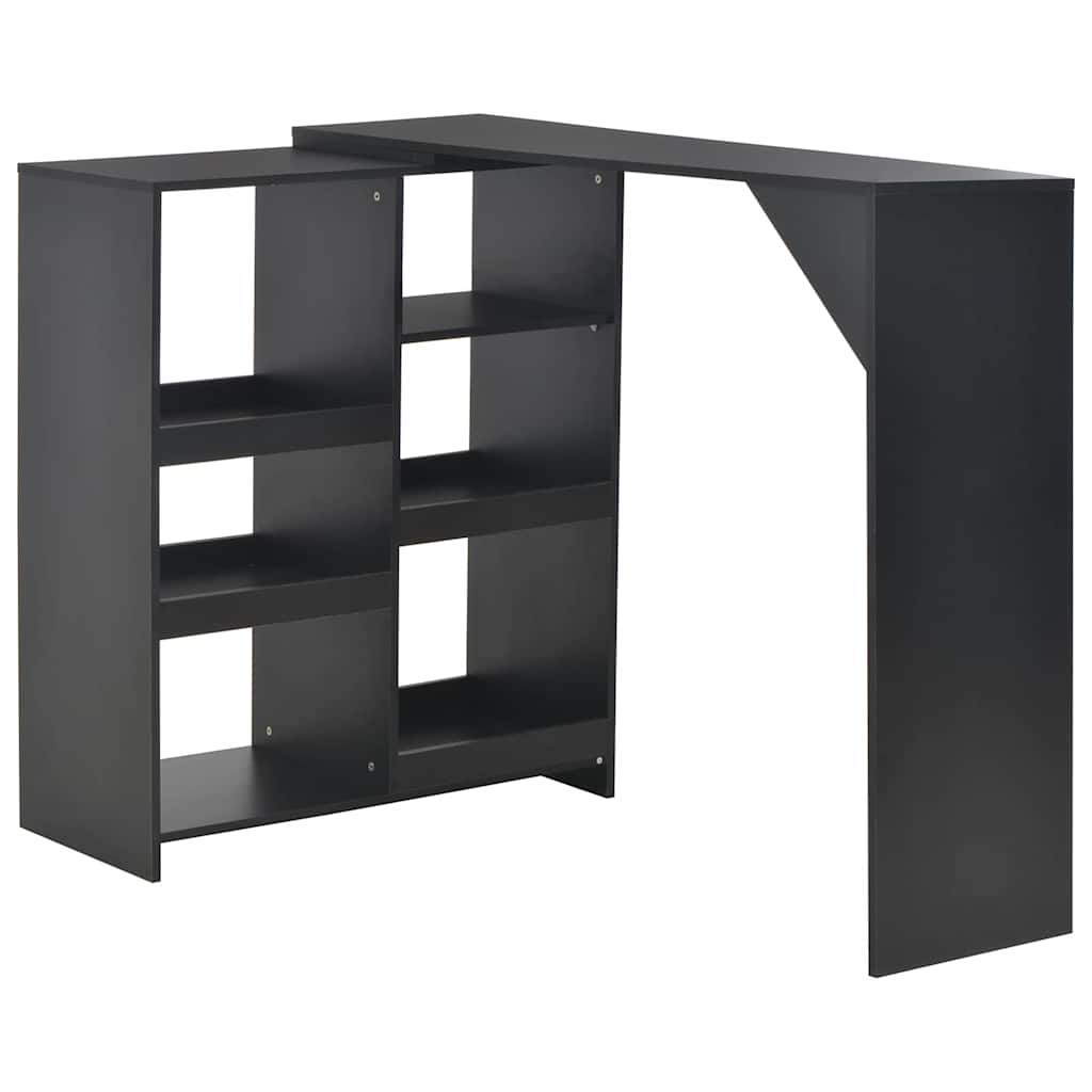 Mesa de bar com prateleira movível preto 138x39x110 cm