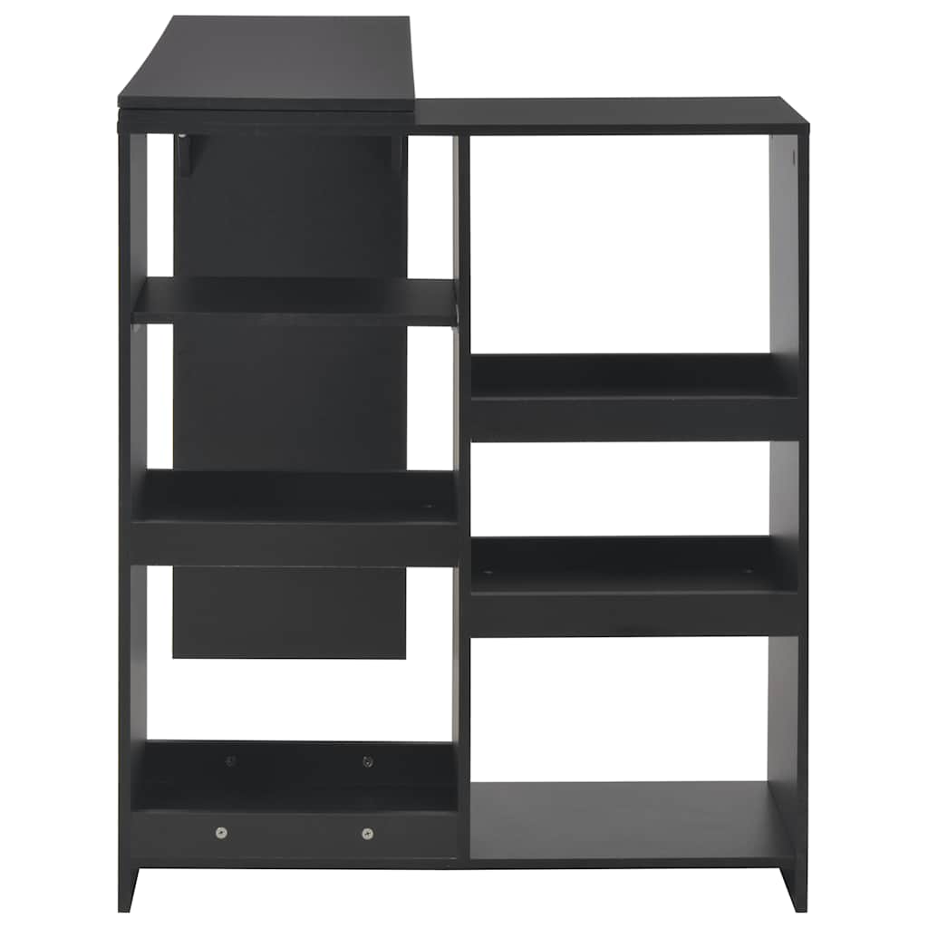 Mesa de bar com prateleira movível preto 138x39x110 cm
