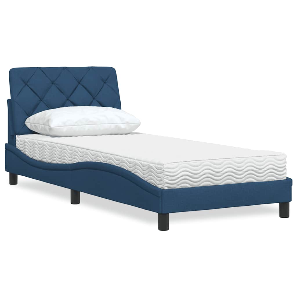 Cama com colchão 80x200 cm tecido azul