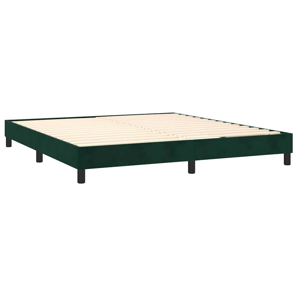 Cama com molas/colchão 160x200 cm veludo verde-escuro