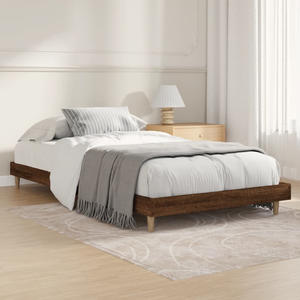 Estrutura cama s/ colchão derivados madeira carvalho castanho