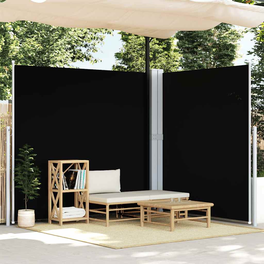 Toldo lateral retrátil 200x600 cm preto