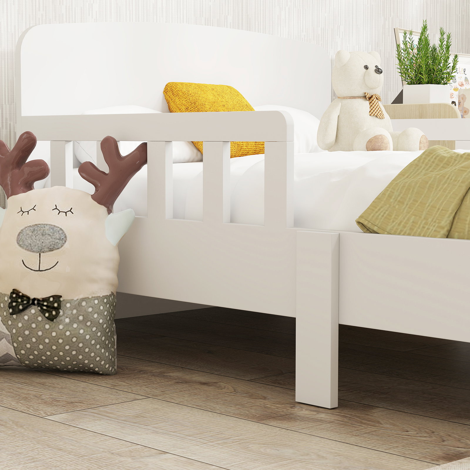 Cama para crianças 70x140 cm cama infantil com barreira anticaídas e estrado para meninos e meninas de 3-8 anos