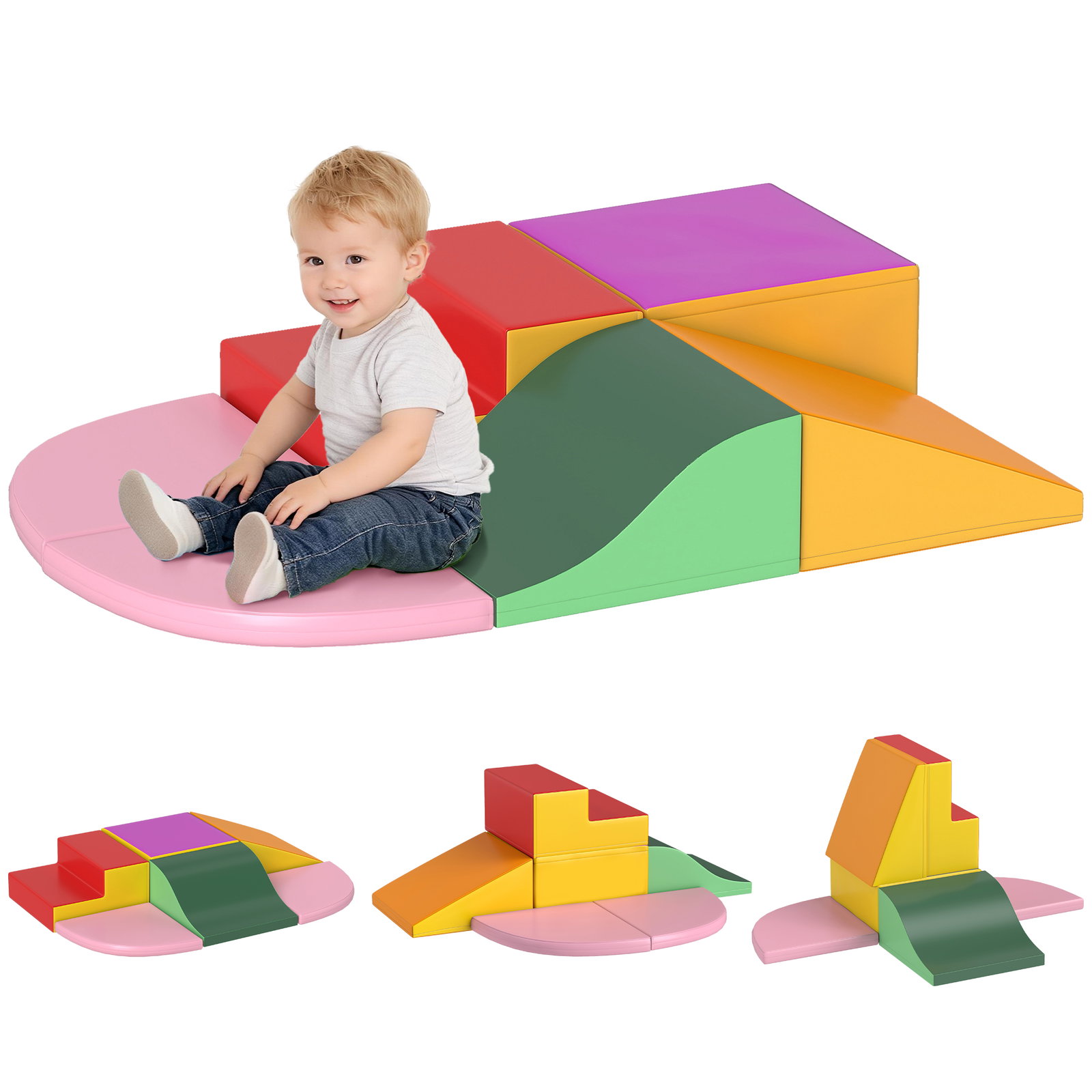 Conjunto de 6 blocos de espuma para crianças de 18-36 meses brinquedo educativo de construção 150x100x24cm multicor
