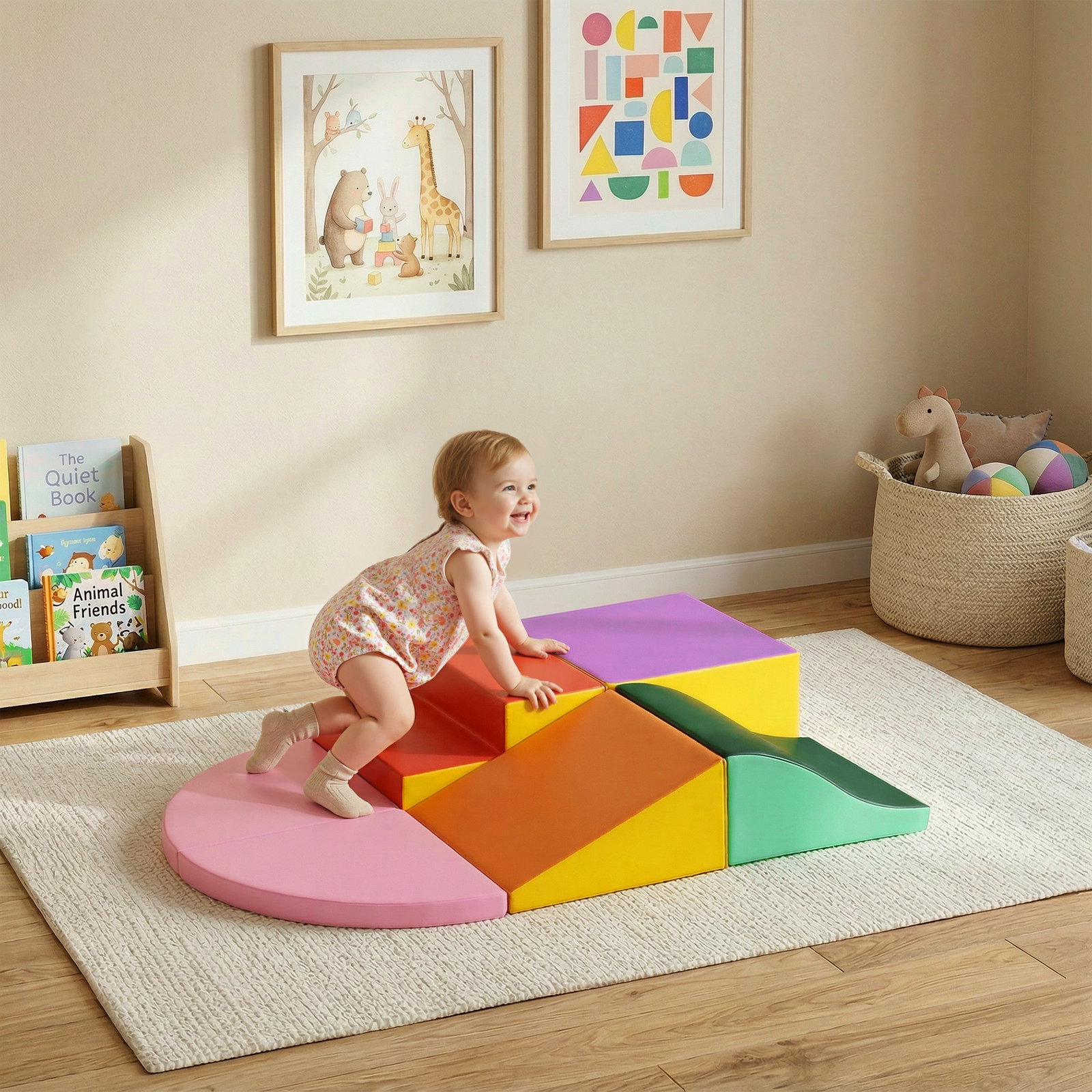 Conjunto de 6 blocos de espuma para crianças de 18-36 meses brinquedo educativo de construção 150x100x24cm multicor