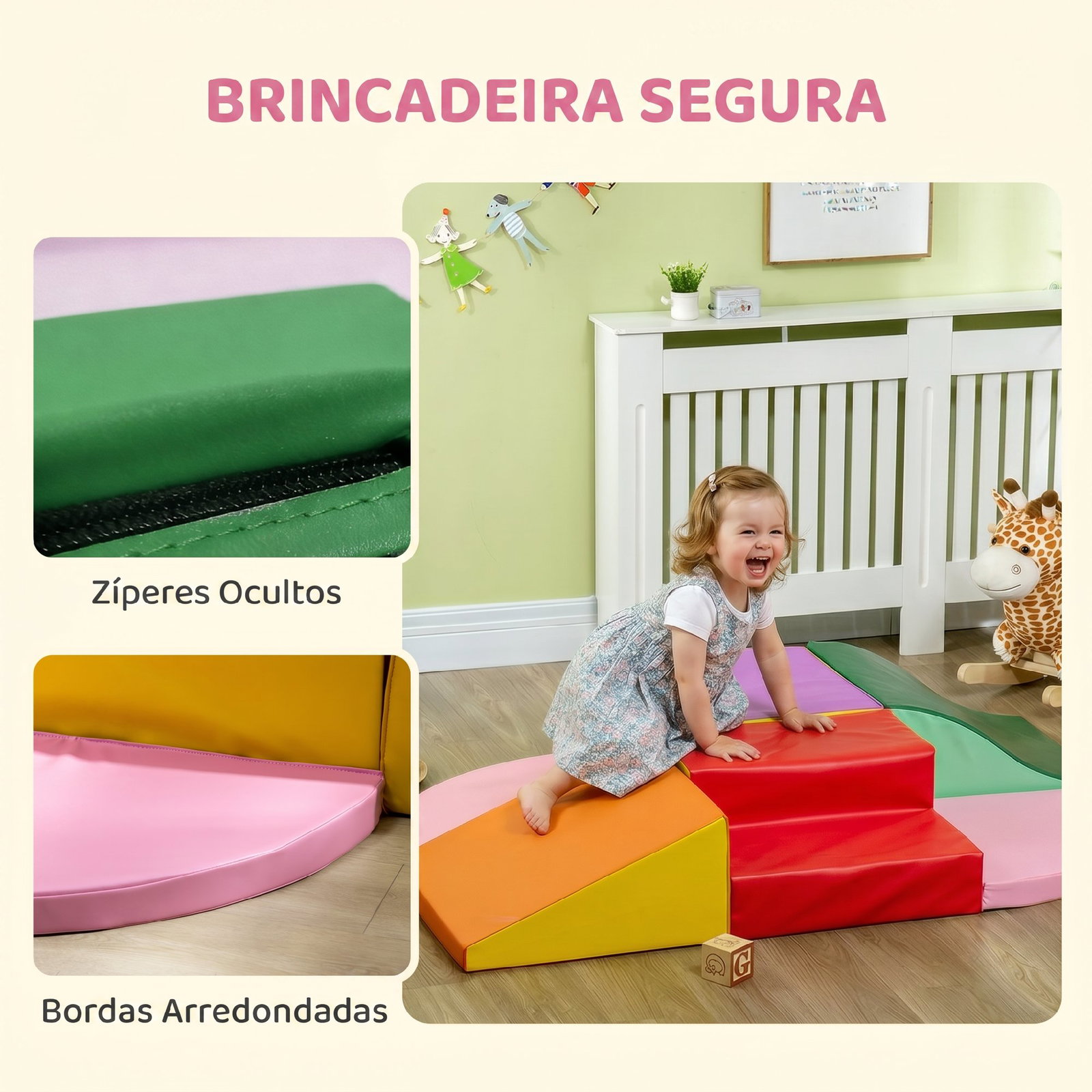 Conjunto de 6 blocos de espuma para crianças de 18-36 meses brinquedo educativo de construção 150x100x24cm multicor