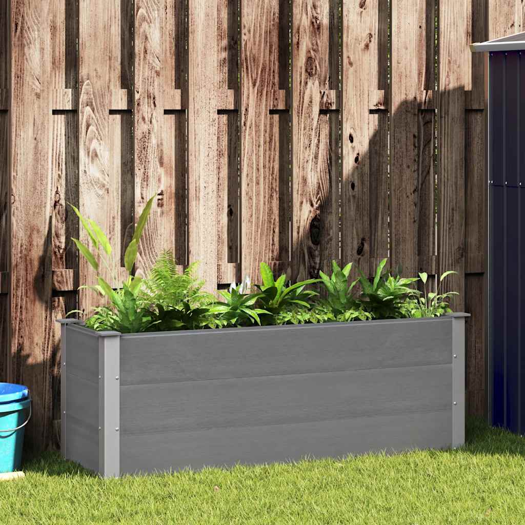 Canteiro elevado para jardim wpc 150x50x54 cm cinzento