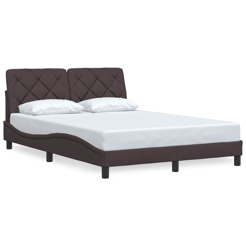 Estrutura de cama sem colchão 140x200 cm tecido castanho-escuro