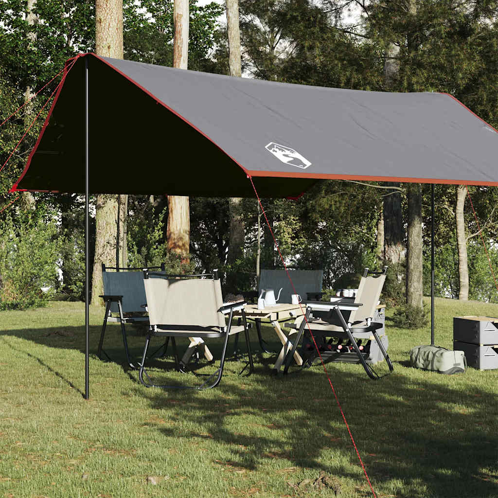 Lona de campismo 430x380x210 cm impermeável cinza e laranja