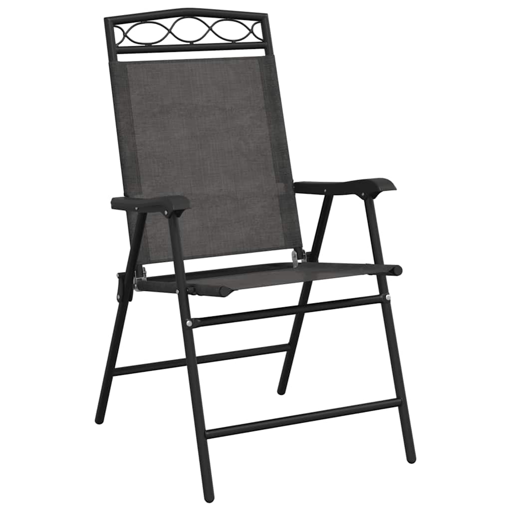Cadeiras de jardim dobráveis 4 pcs aço/textilene cinza mesclado