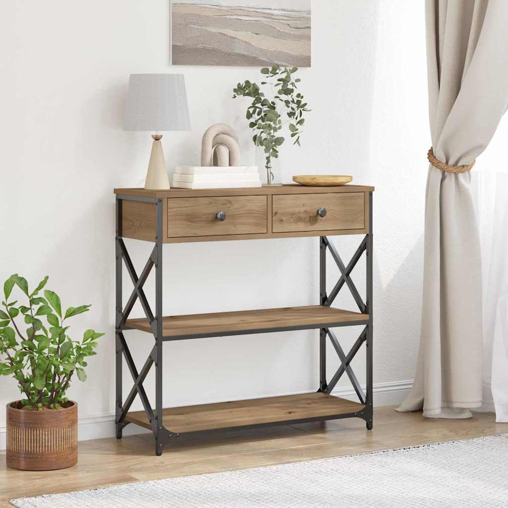 Mesa de console carvalho artisiano 75 x 28 x 75 cm