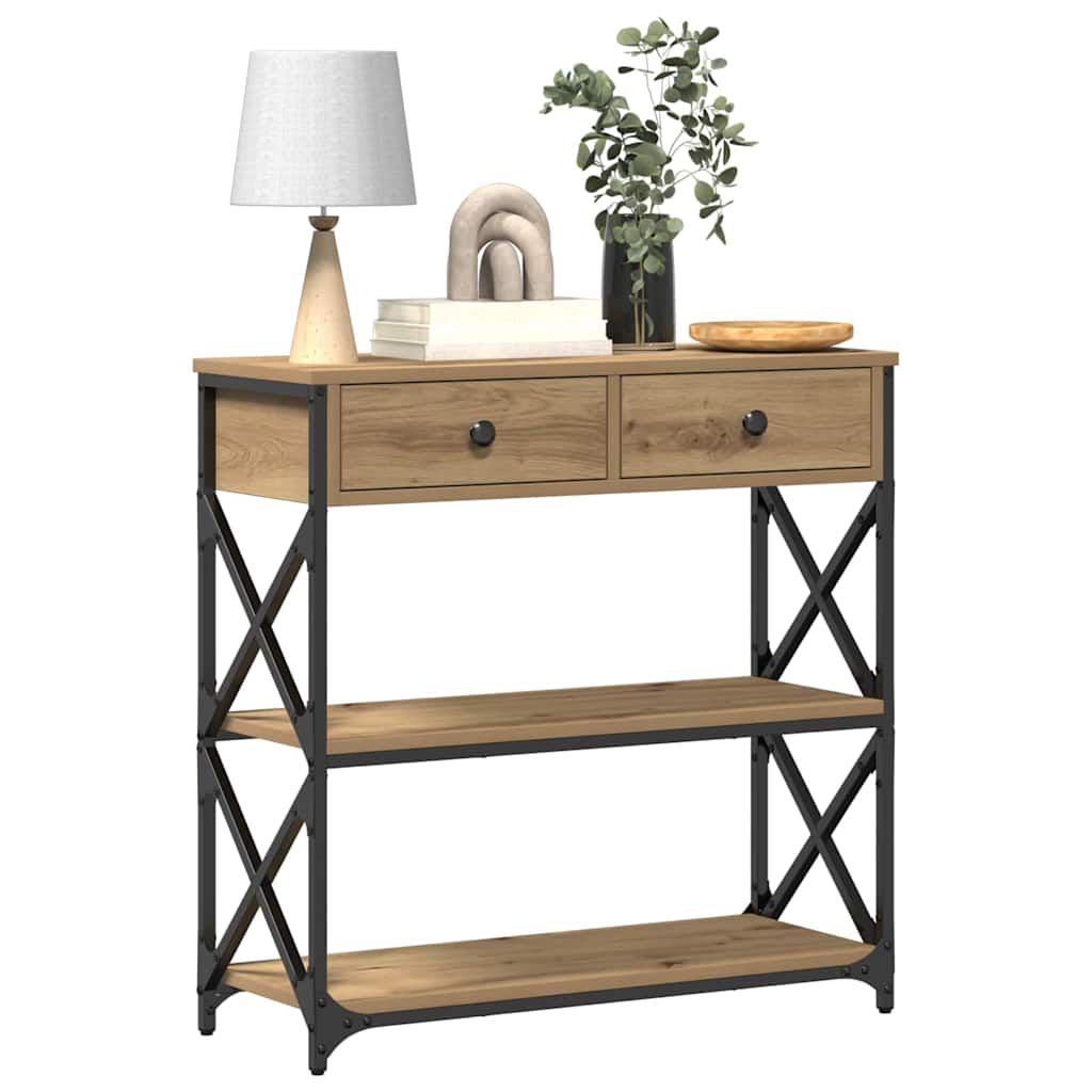 Mesa de console carvalho artisiano 75 x 28 x 75 cm