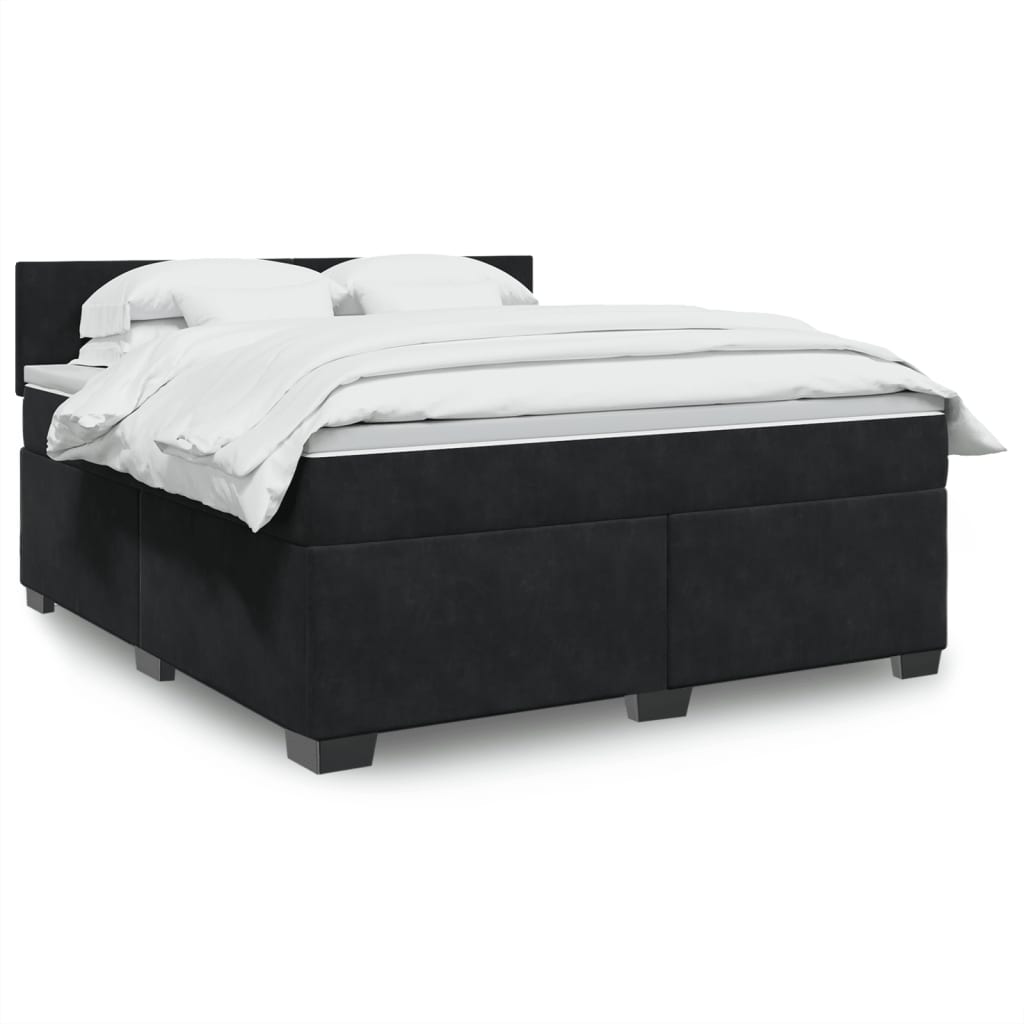 Cama com molas/colchão 180x200 cm veludo preto