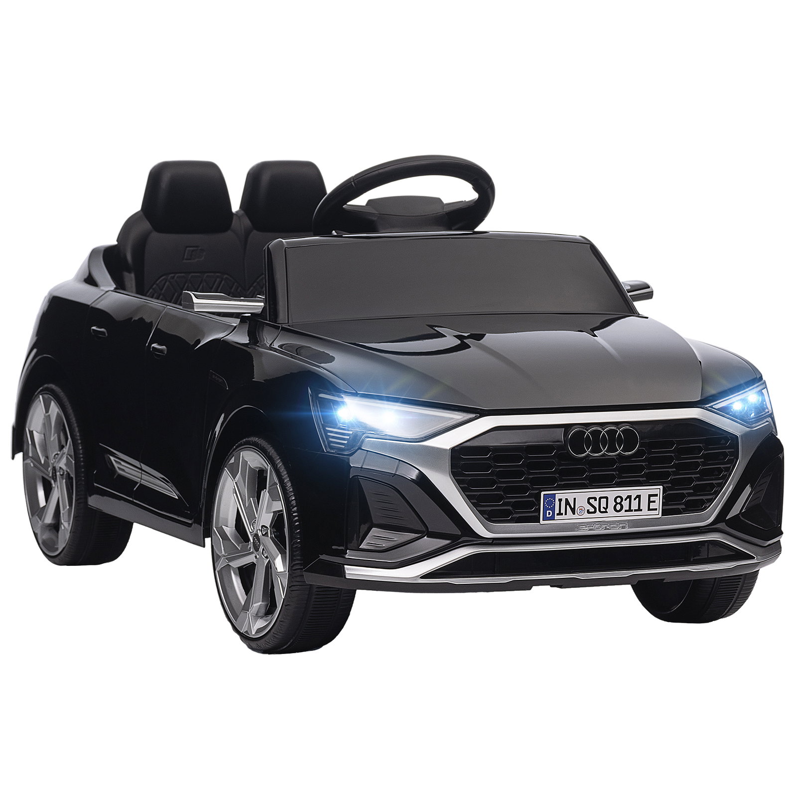 Carro elétrico para crianças carro audi q8 etron sportback infantil 12v faróis buzina e música 98x49,5x43 cm preto