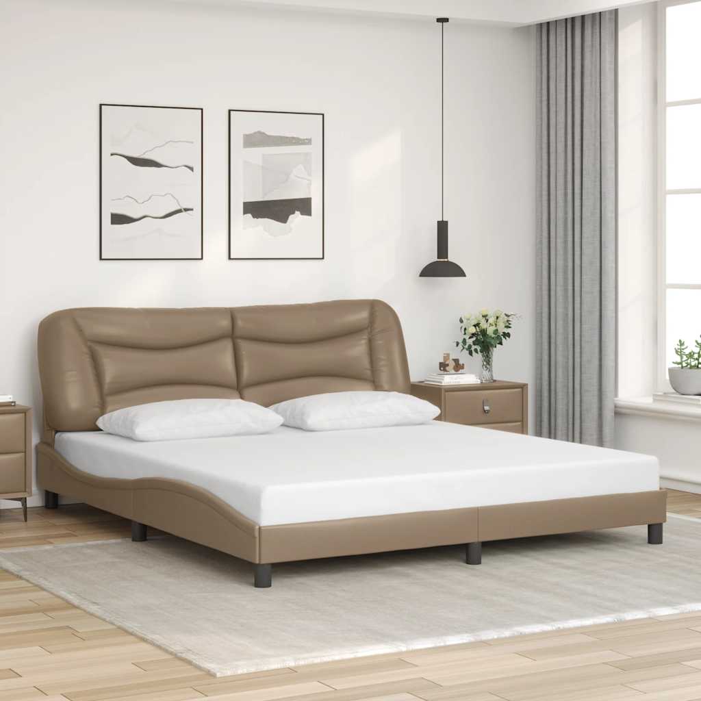 Estrutura de cama sem colchão hvar 180x200 cm couro artificial cappuccino