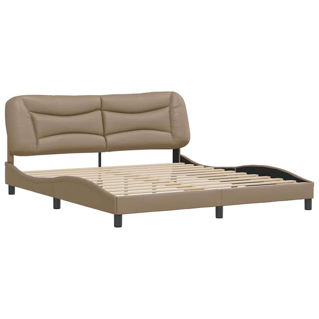 Estrutura de cama sem colchão hvar 180x200 cm couro artificial cappuccino