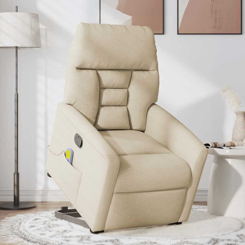 Poltrona elevatória de massagens tecido cor creme