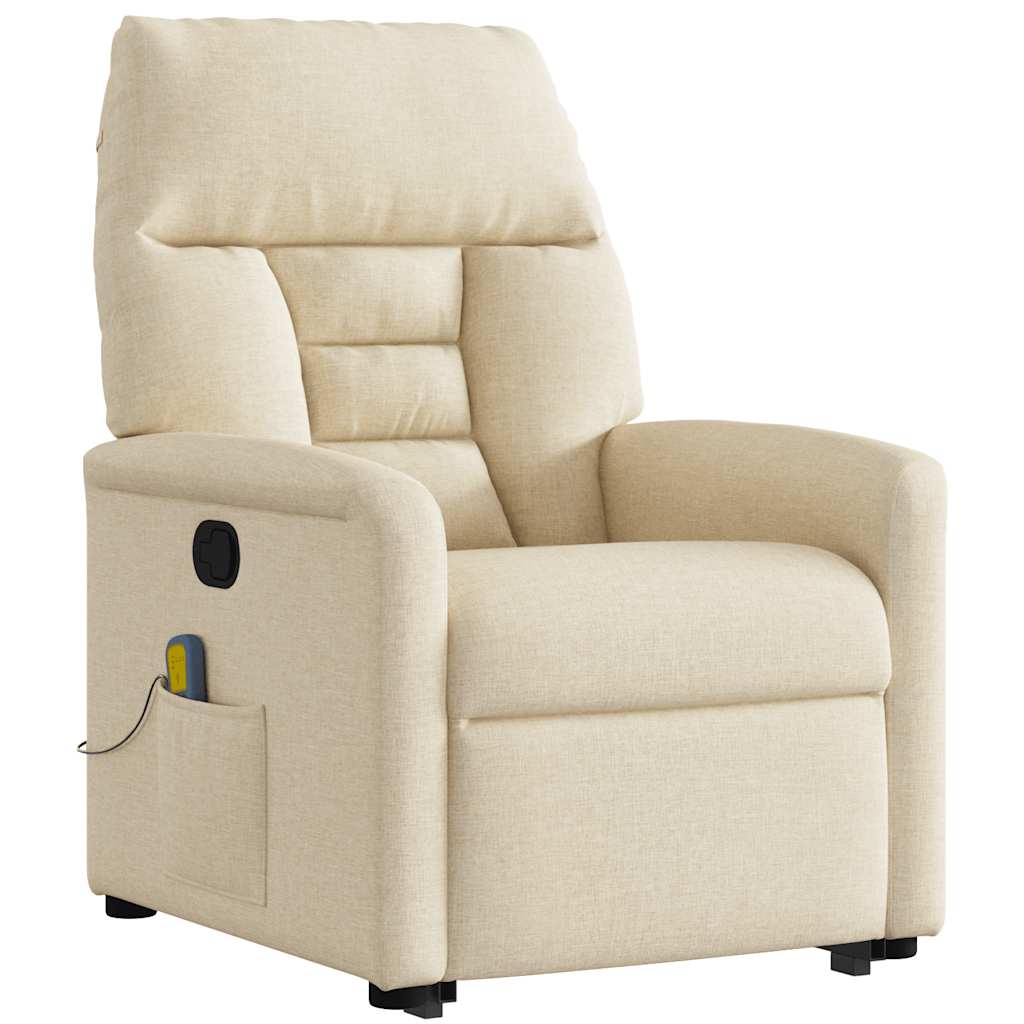 Poltrona elevatória de massagens tecido cor creme