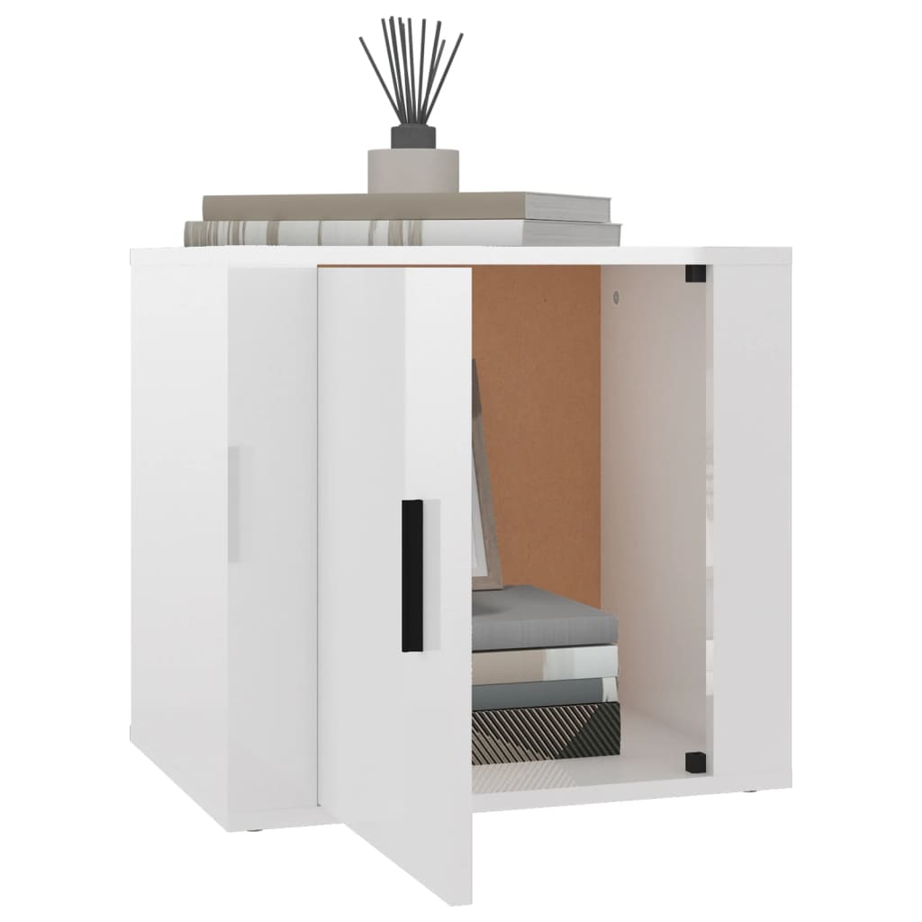 Mesa de cabeceira 50x39x47 cm branco brilhante