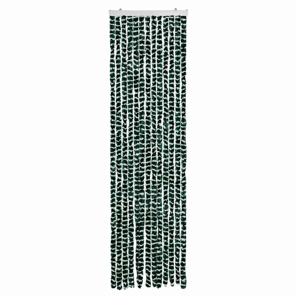 Cortina anti-insetos 56x200 cm chenille verde e branco