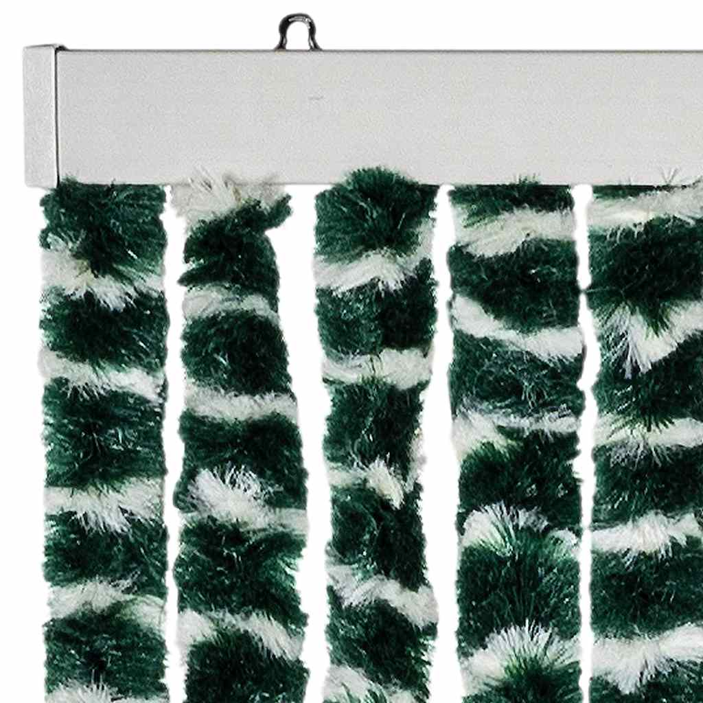 Cortina anti-insetos 56x200 cm chenille verde e branco