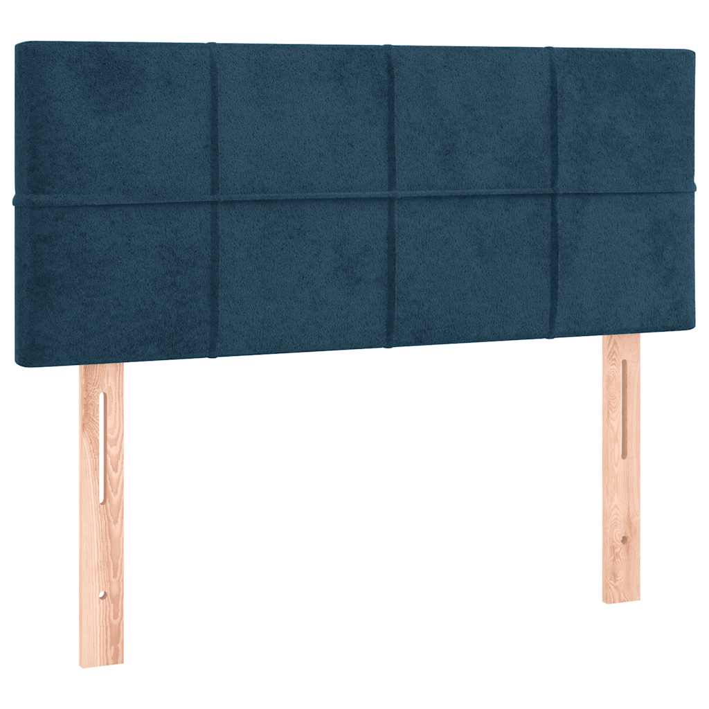 Cabeceira de cama c/ luzes LED veludo 80x5x78/88 cm azul-escuro