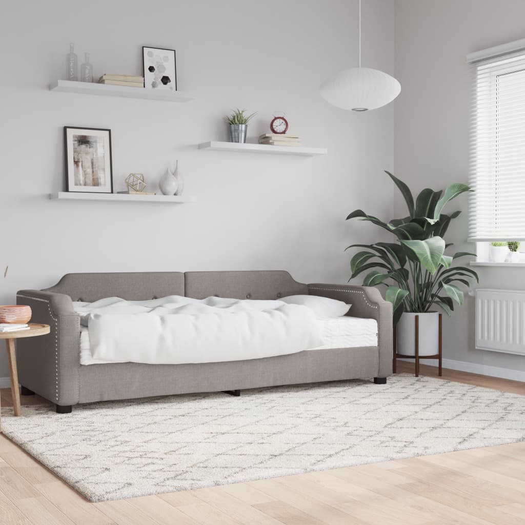 Sofá-cama com colchão 90x200 cm tecido cinzento-acastanhado