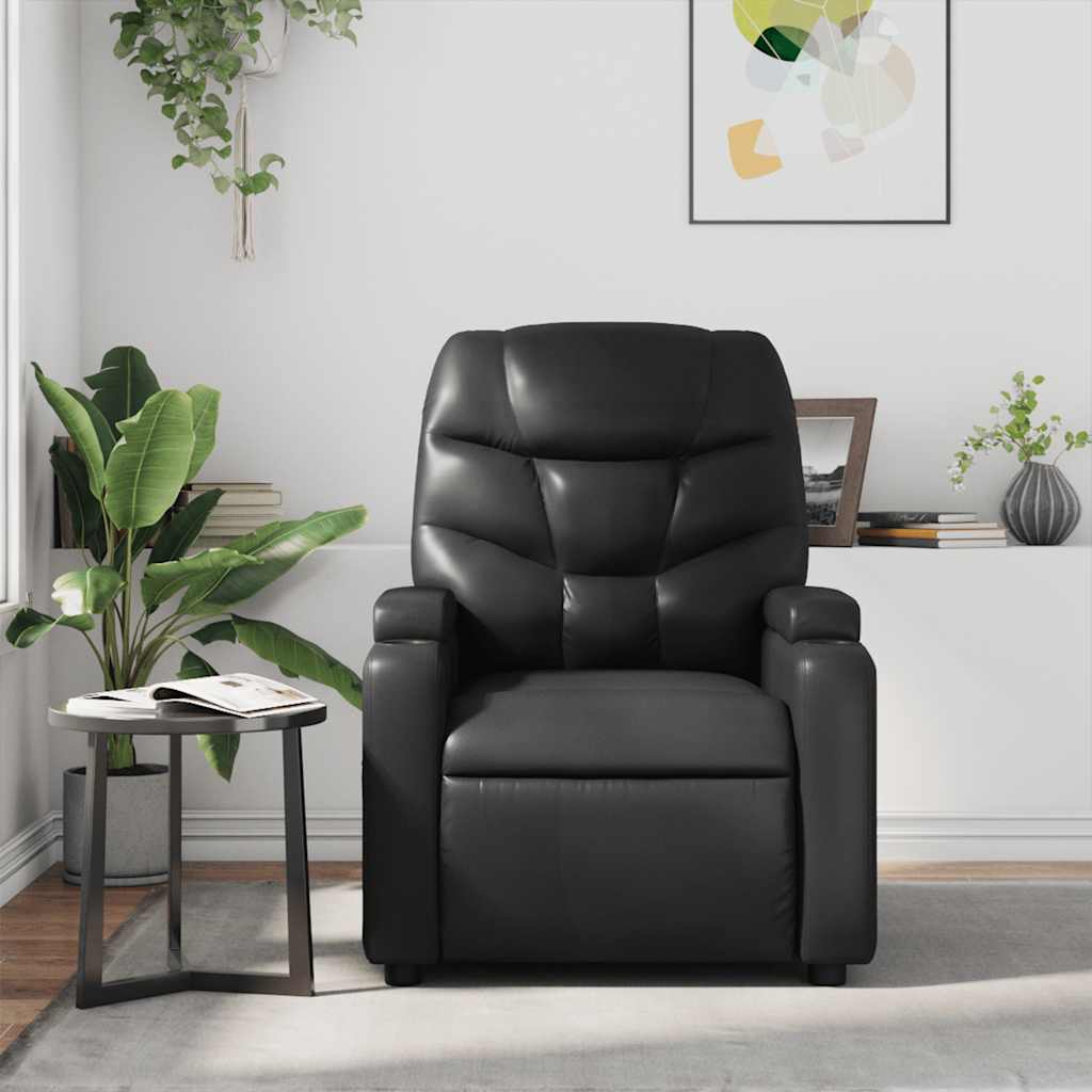 Poltrona de massagens reclinável couro artificial preto