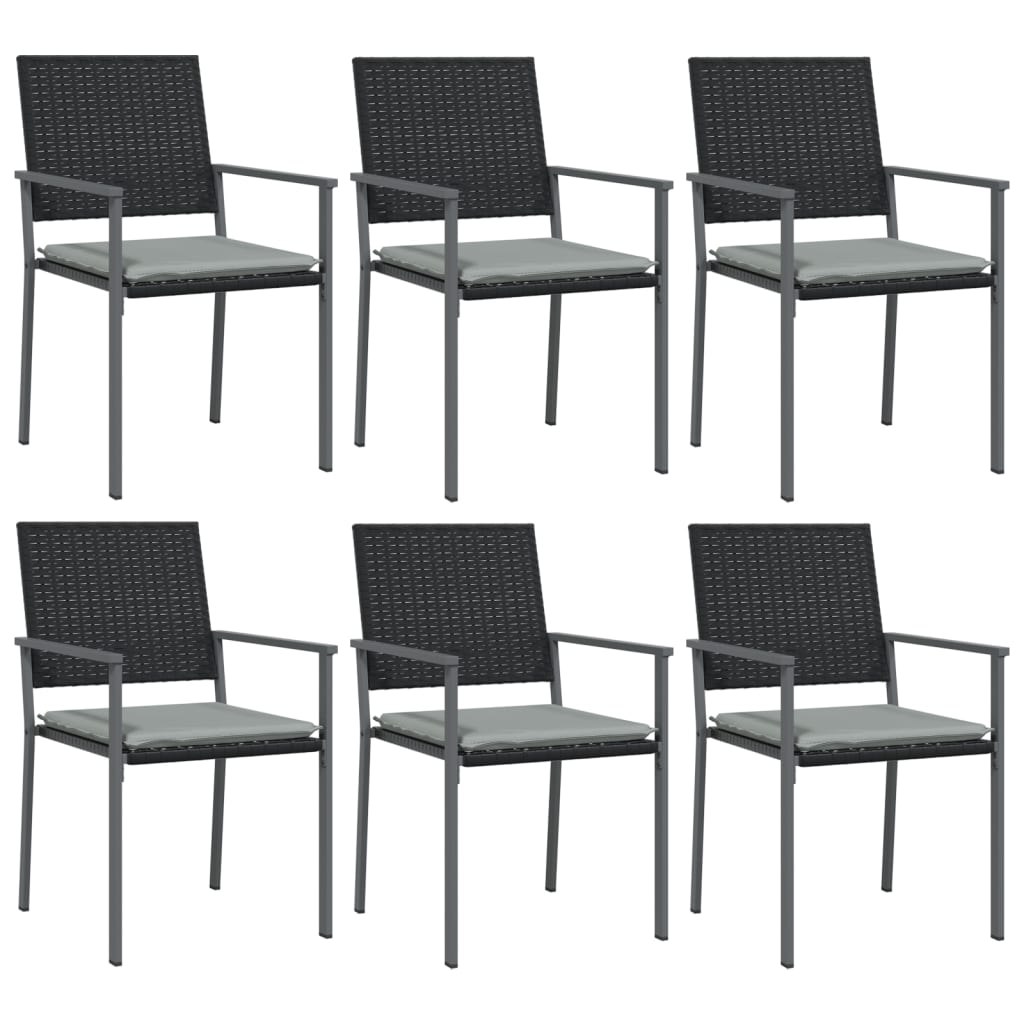 7 Pcs conjunto de jantar p/ jardim c/ almofadões vime PE e aço