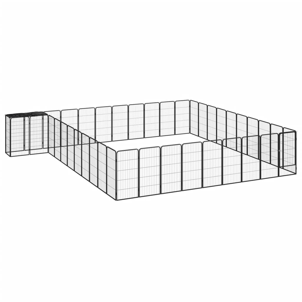 Parque p/ cães c/ 42 painéis 50x100 cm aço revestido a pó preto