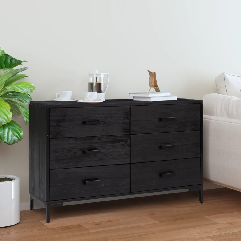 Aparador 110x35x70 cm pinho maciço preto