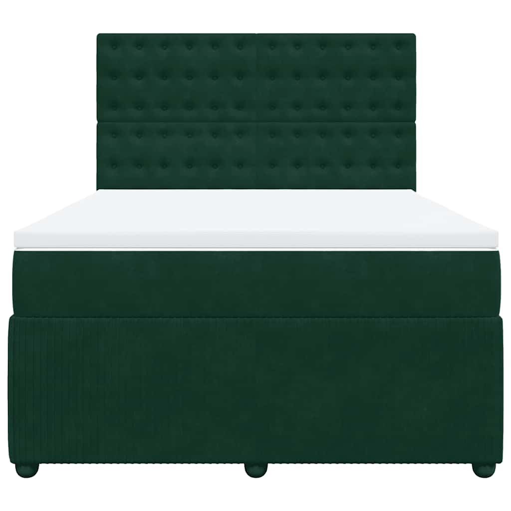 Cama com molas/colchão 140x200 cm veludo verde-escuro