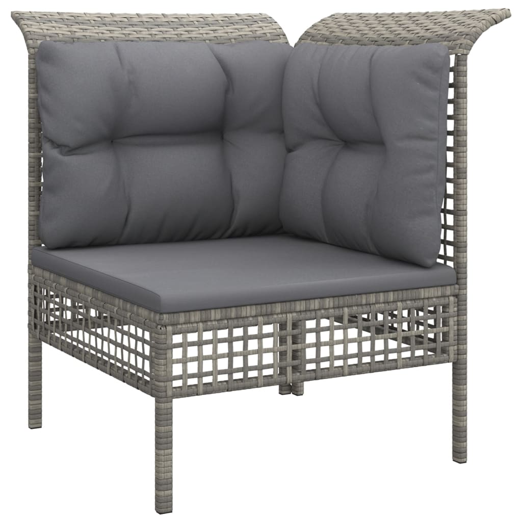 8 Pcs conjunto lounge de jardim c/ almofadões vime PE cinzento