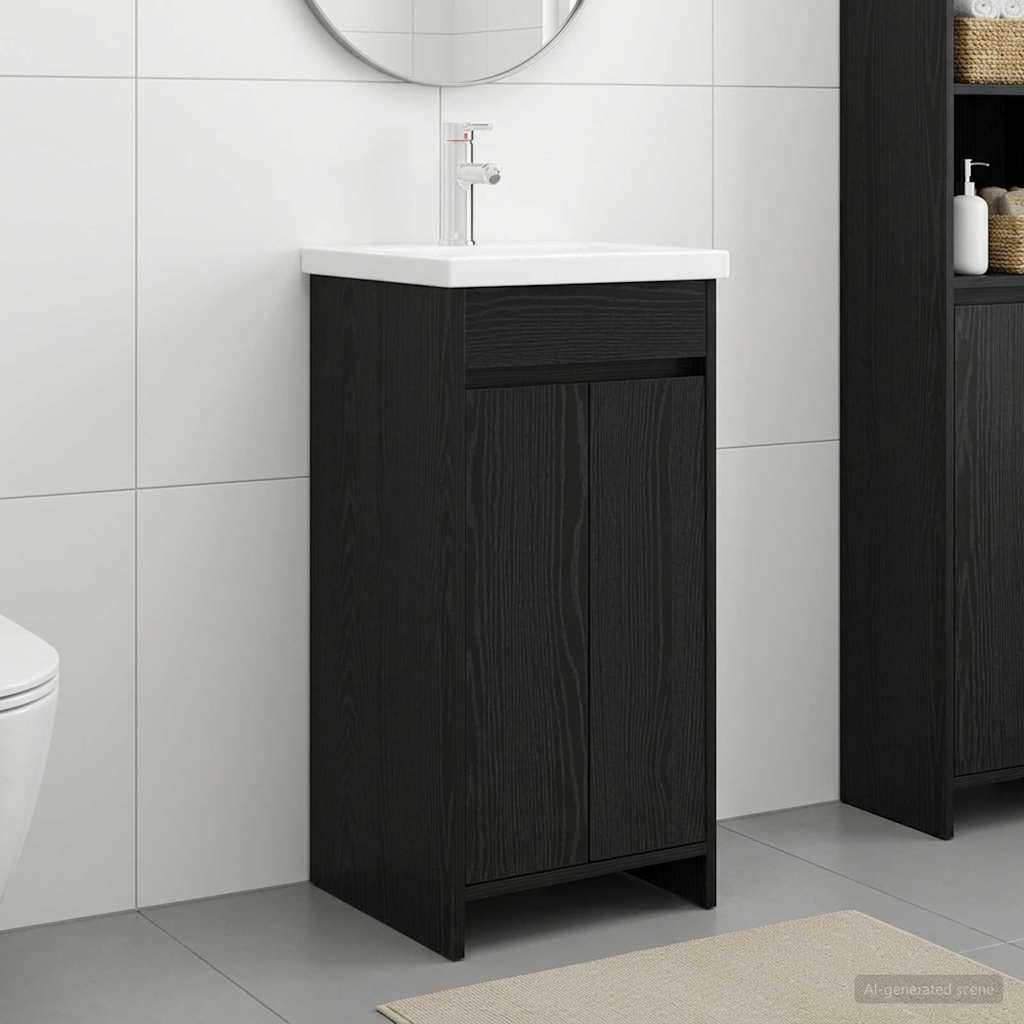 Gabinete de banheiro com pia carvalho preto 42 x 40 x 84,5 cm
