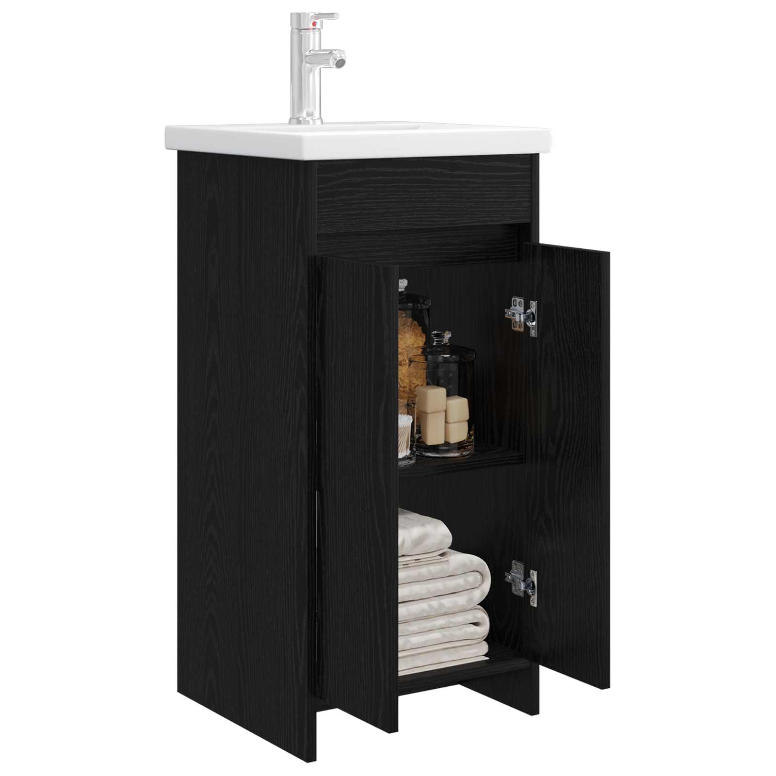 Gabinete de banheiro com pia carvalho preto 42 x 40 x 84,5 cm